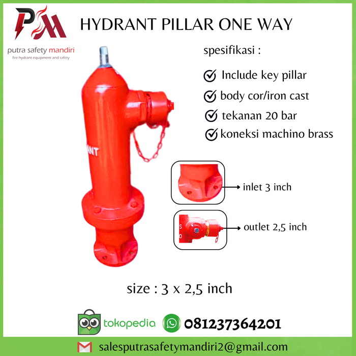 Gambar HYDRANT PILLAR ONE WAY 3 x 2.5 INCH TERMINAL AIR PEMADAM API SATU ARAH dari Putra safety mandiri 2 Kota Administrasi Jakarta Utara Tokopedia