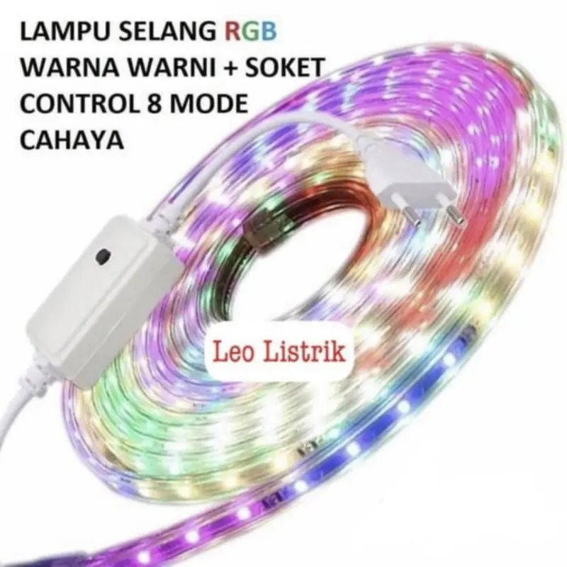 LAMPU LED STRIP SELANG MERAH PUTIH 3528 2835 220V + ADAPTOR 2