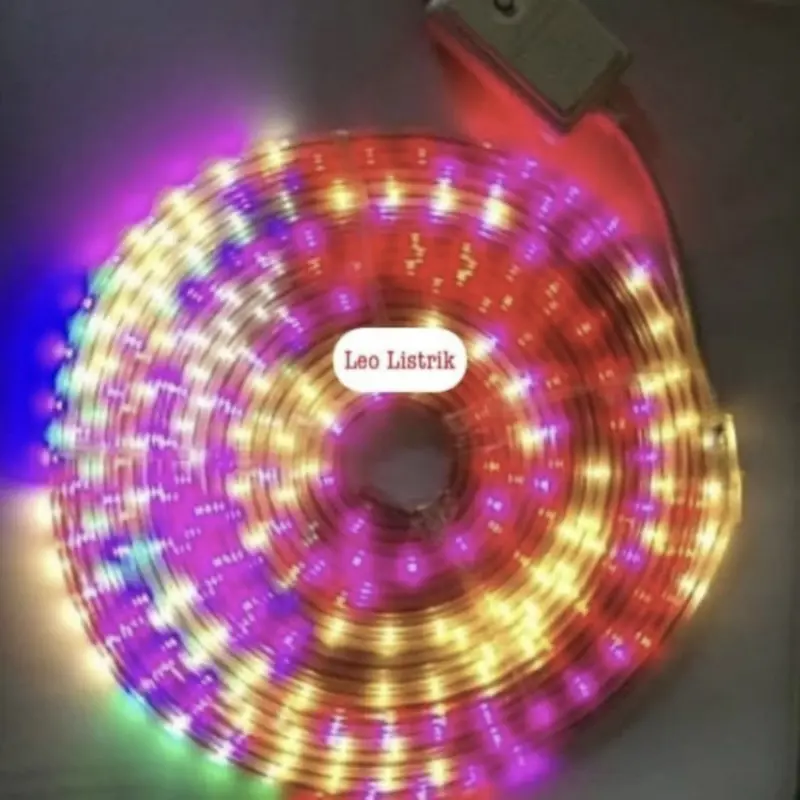 LAMPU LED STRIP SELANG MERAH PUTIH 3528 2835 220V + ADAPTOR 3
