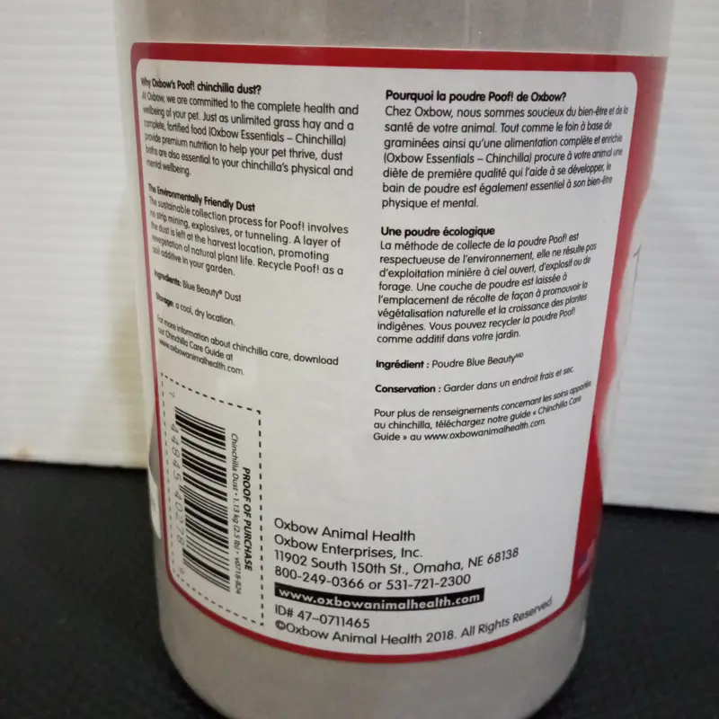 Pasir Oxbow Poof Chinchilla Dust Bath 2.5 Lbs (1.13 kg) 2