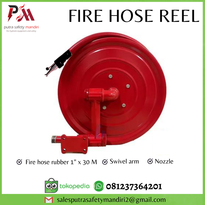 Gambar FIRE HOSE REEL SWING TYPE ALAT GULUNG SELANG PEMADAM SWIVEL ARM 1"x30M dari Putra safety mandiri 2 Kota Administrasi Jakarta Utara Tokopedia