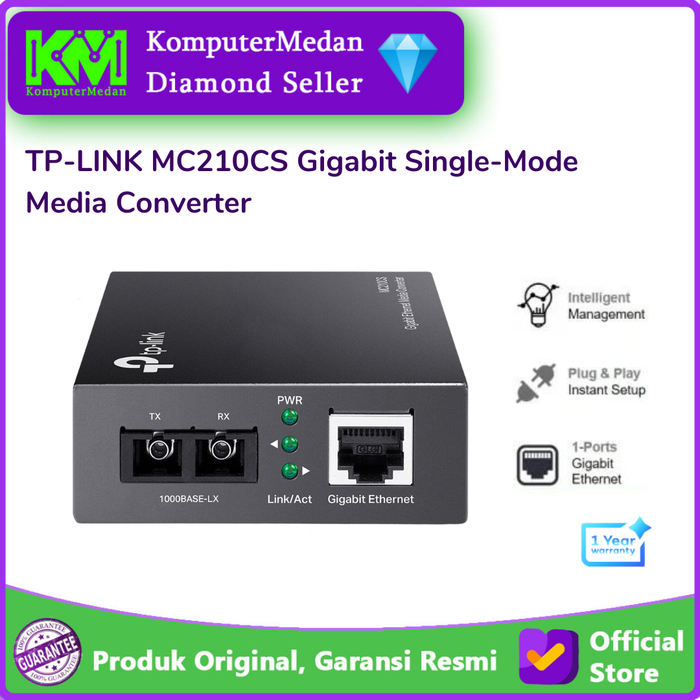 Gambar Tp-link MC210CS Gigabit Single-Mode Media Converter dari KomputerMedan OS Kota Medan Tokopedia
