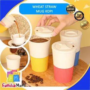 Wheat Straw Mug Kopi / Cangkir Kopi Gaya Jepang Sederhana / Cangkir