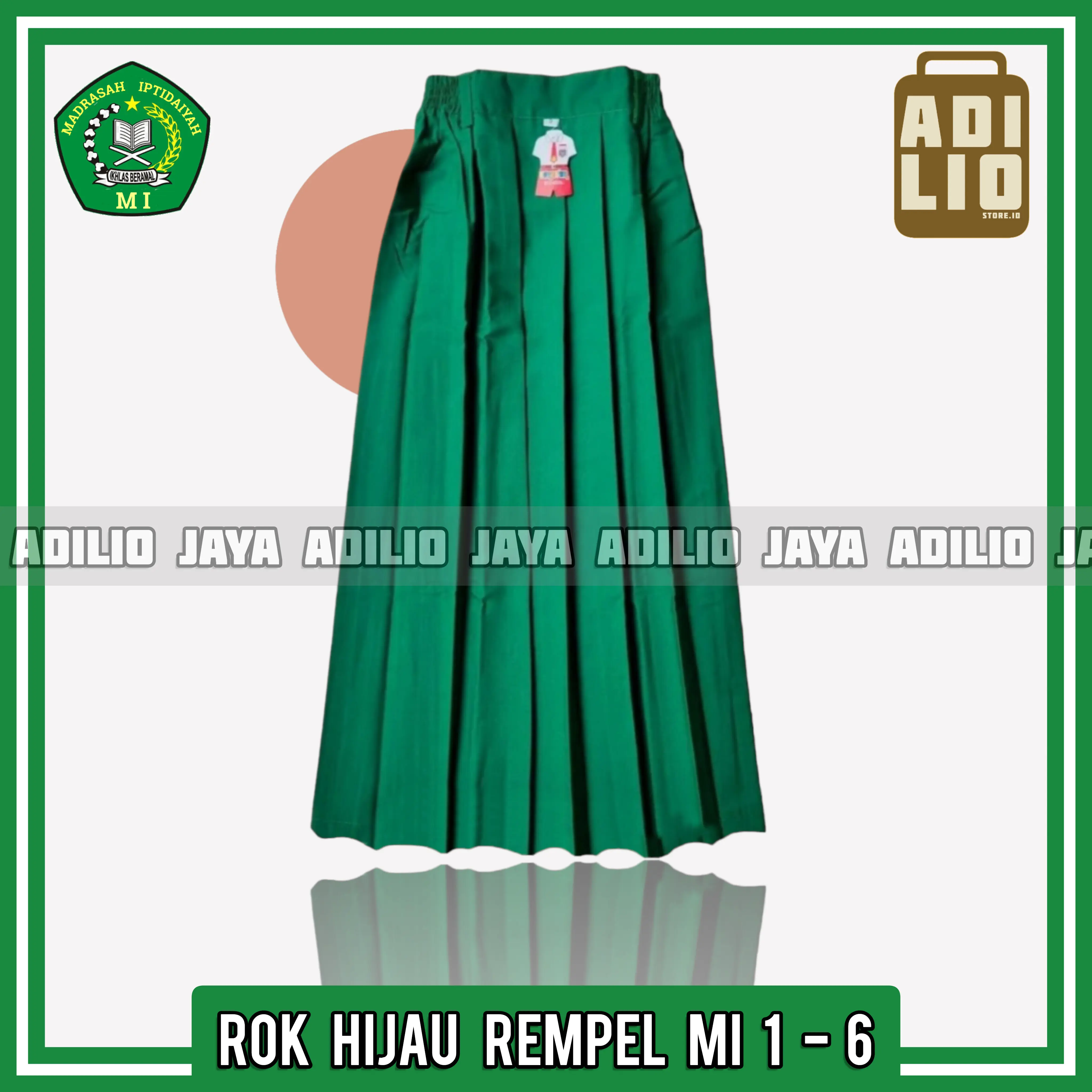 ROK PANJANG REMPEL SERAGAM SEKOLAH MI WARNA HIJAU KELAS 1 - 6