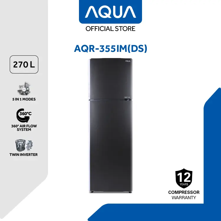 AQUA Elektronik  Kulkas 2 Pintu Twin Inverter 270L Navi Cooling AQR-355IM (DS/LS) 1