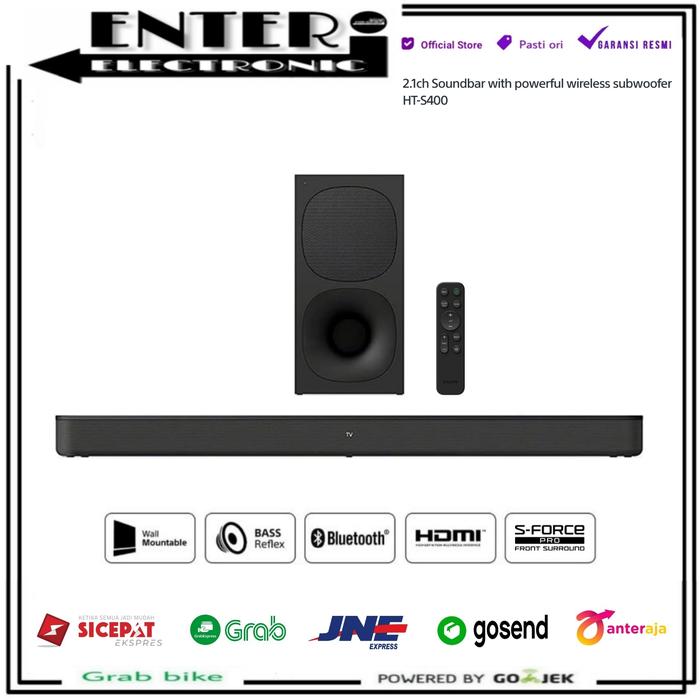 Gambar SONY HTS400 - SPEAKER WIRELESS SOUNDBAR 2.1CH 330W SOUND BAR HT-S400 dari Enter Electronic Kota Tangerang Selatan Tokopedia