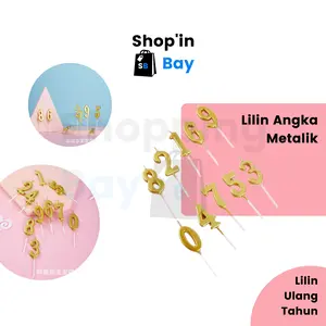 Lilin Angka Metalik / Lilin Ultah Angka / Lilin Ulang Tahun Angka Gold