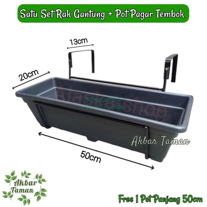 Promo Rak Gantung Besi Satu Set Pot / Rak Gantung Pagar Tembok + Pot ...