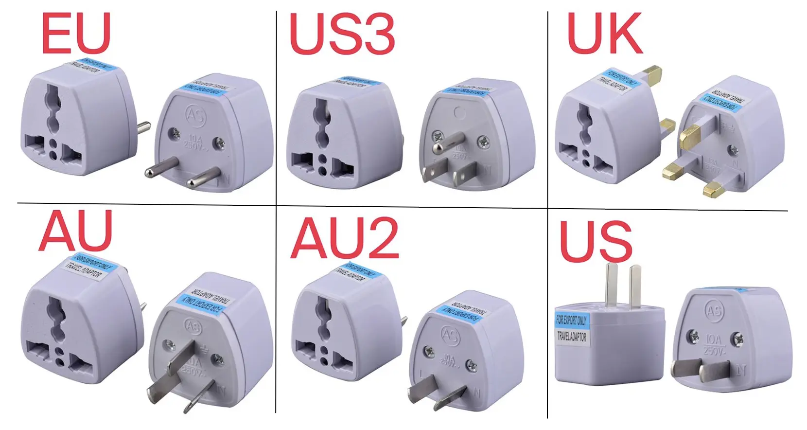 Colokan 3 Pin Kaki Power Plug Adapter Converter EU US AU UK to UK