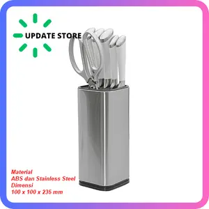 Tempat Pisau Dapur Stand Tool Knife Holder Stainless Steel