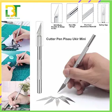 LBT Pisau Ukir Seni 5 isi Cutter Hobby Crafting Art Knife Metal Pen