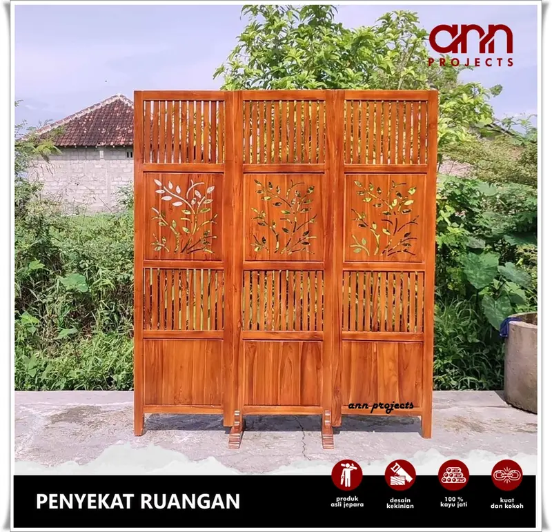 Penyekat Ruangan Kayu Jati Sketsel Minimalis Berkualitas 0