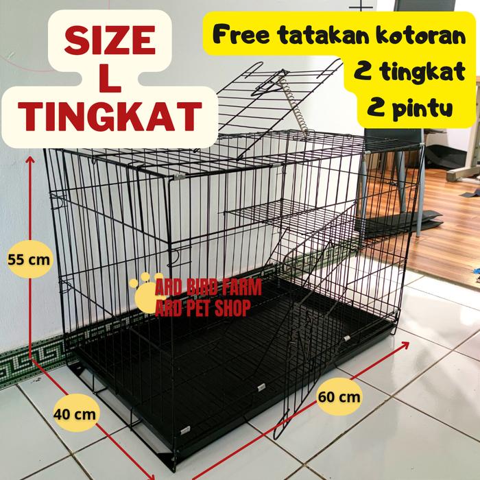 Gambar kandang kucing lipat size L ukuran 60x40x55 tingkat dari ARD PET BAG Kab. Bekasi Tokopedia