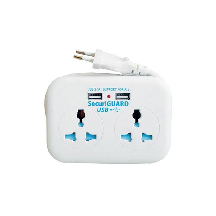 Gambar Securiguard Dual USB port + 2 universal Powerstation adaptor charger dari Asiadigi Official Store Kota Administrasi Jakarta Barat Tokopedia