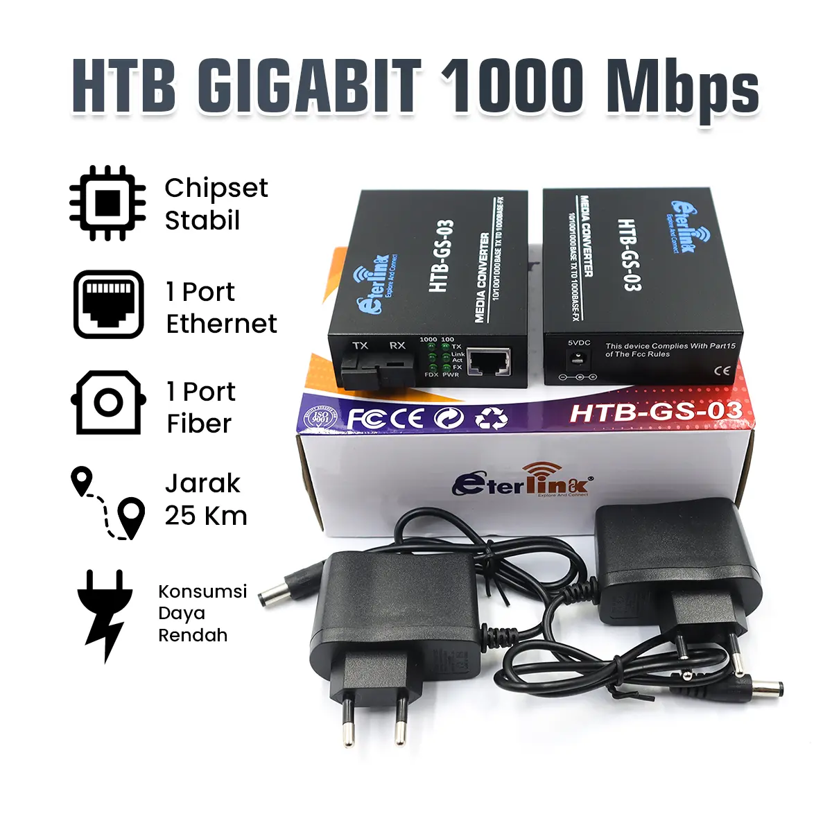 Media Converter HTB-GS 03 1000Mbps Fiber Optical Media Converter 20km
