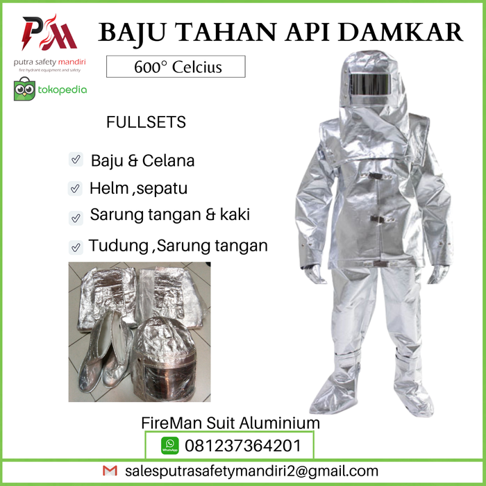 Gambar FIREMAN SUIT ALUMINIUM SAFETY BAJU PEMADAM TAHAN API 600 °C FULLSET dari Putra safety mandiri 2 Kota Administrasi Jakarta Utara Tokopedia