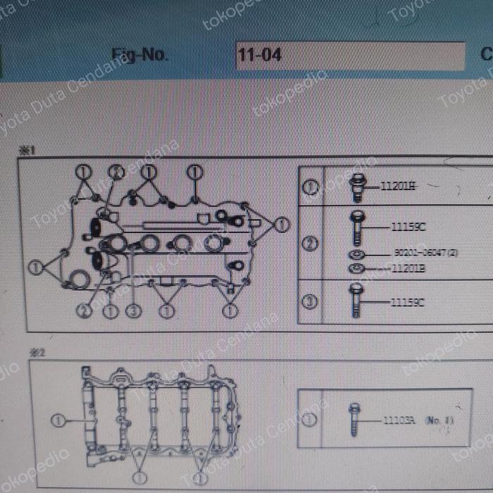 Gambar bolt , ring , seal/ baut,karet dan ring head cover valve no. 2 set dari toyota duta cendana Kab. Cianjur Tokopedia