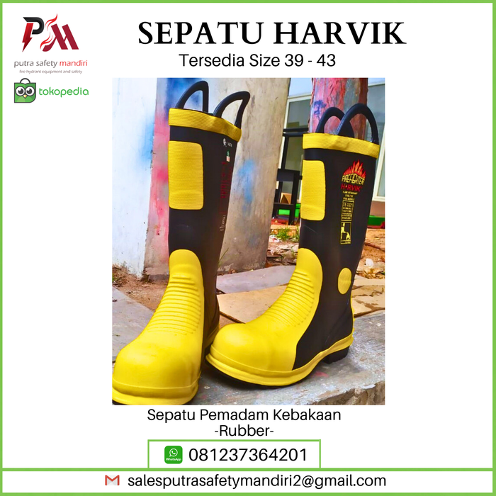 Gambar SEPATU BOOTS PEMADAM TAHAN API HARVIK FIRE FIGHTER SAFETY SIZE 39-43 dari Putra safety mandiri 2 Kota Administrasi Jakarta Utara Tokopedia