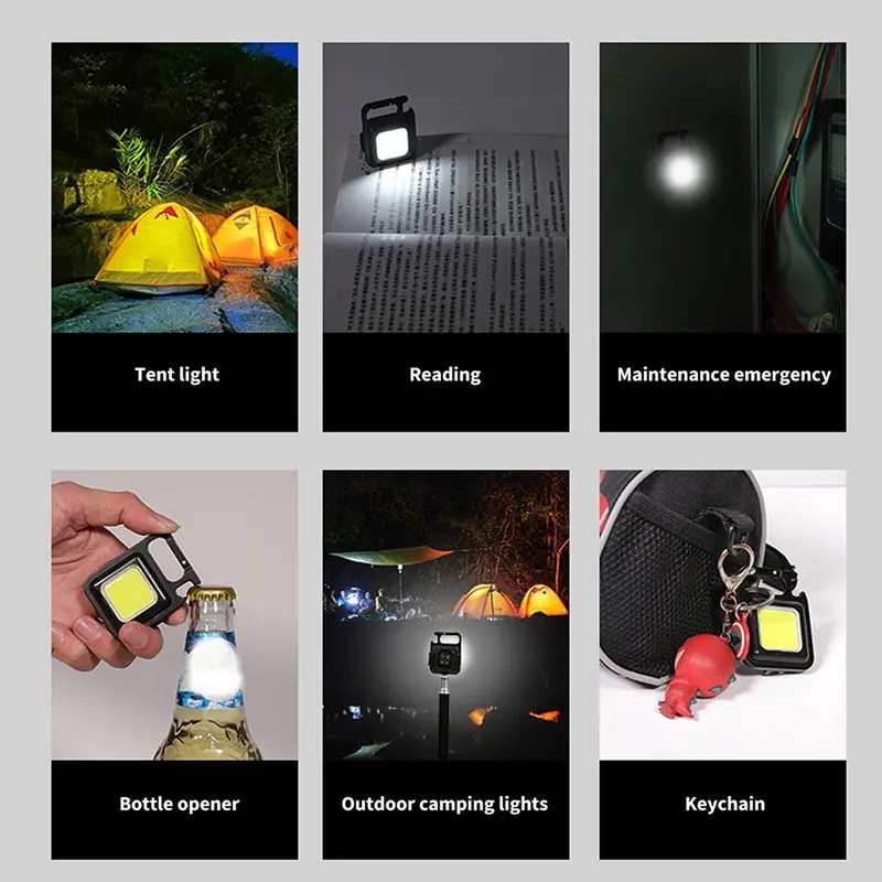 Senter Lampu Mini LED Keychain Magnetic COB Gantungan Kunci Camping 3