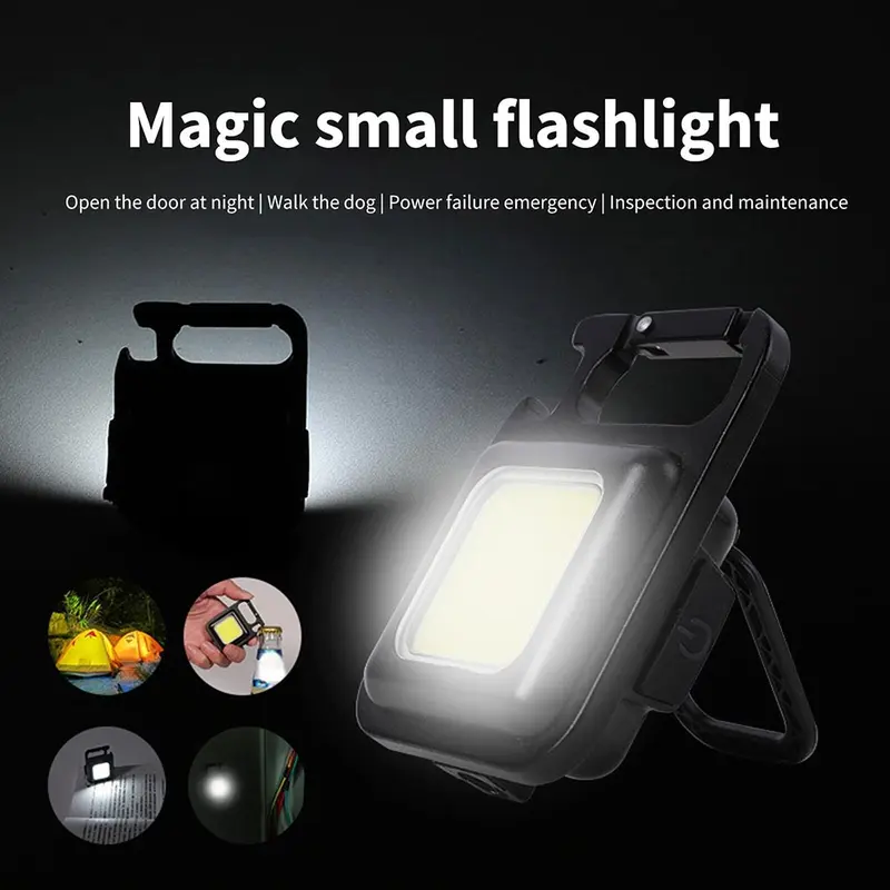 Senter Lampu Mini LED Keychain Magnetic COB Gantungan Kunci Camping 0