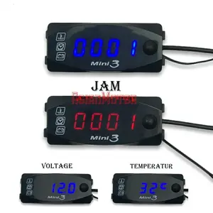 Voltmeter Jam Digital Temperatur Suhu 3 In 1/Voltmeter Motor 3 In 1