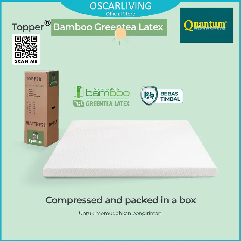 Quantum Mattress Topper Greentea Latex Tebal 5 cm - Pelindung Kasur 0