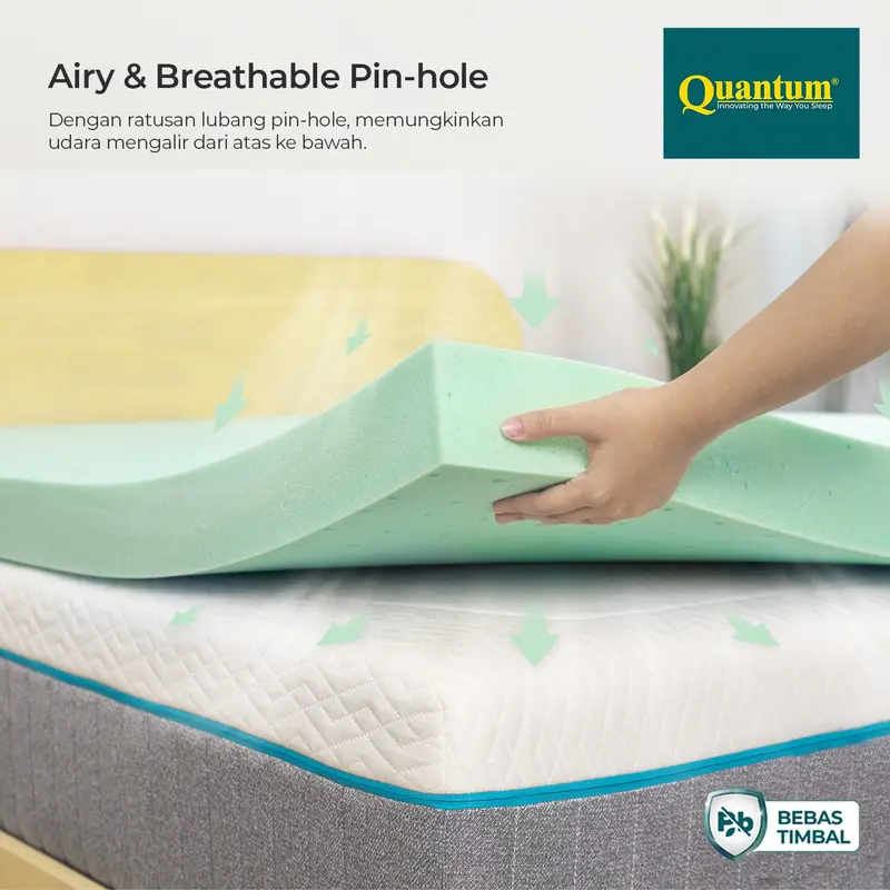 Quantum Mattress Topper Greentea Latex Tebal 5 cm - Pelindung Kasur 5
