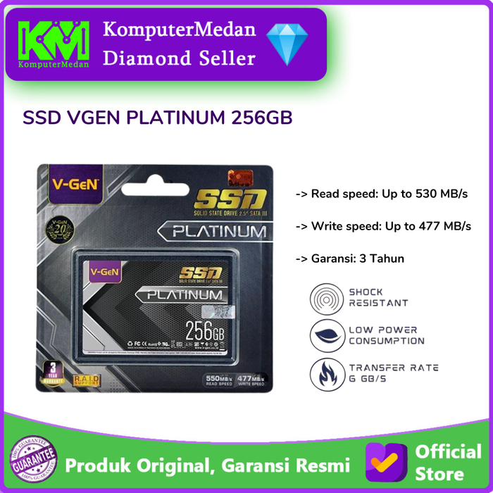 Gambar SSD VGEN PLATINUM 256GB ORIGINAL dari KomputerMedan OS Kota Medan Tokopedia