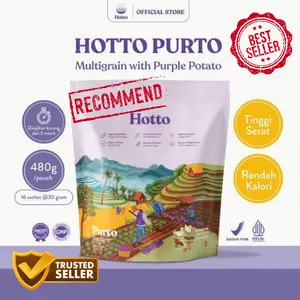 Hotto Purto Multigrain dengan Ubi Ungu 1 Pouch 16 Sachet Granola Oatmeal Ungu Rendah Kalori Tinggi Serat Makanan Instan Kaya Nutrisi - Food