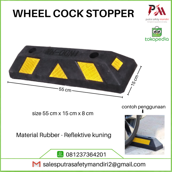 Gambar WHEEL COCK STOPPER RUBBER PENGGANJAL BAN MOBIL REFLEKTIVE KUNING 55 CM dari Putra safety mandiri 2 Kota Administrasi Jakarta Utara Tokopedia