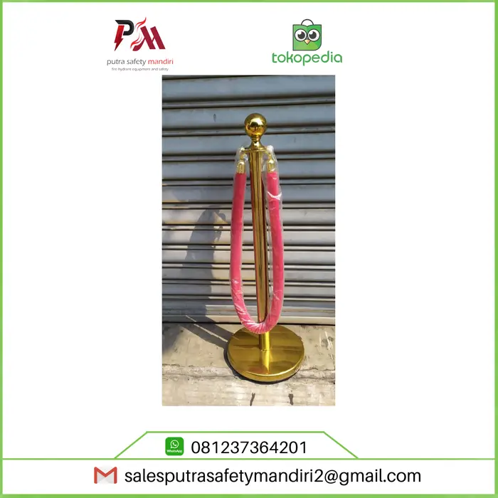 Gambar TIANG PEMBATAS ANTRIAN BANK TALI BELUDRU BARRIER STAND STAINLESS 90 CM dari Putra safety mandiri 2 Kota Administrasi Jakarta Utara 4 Tokopedia