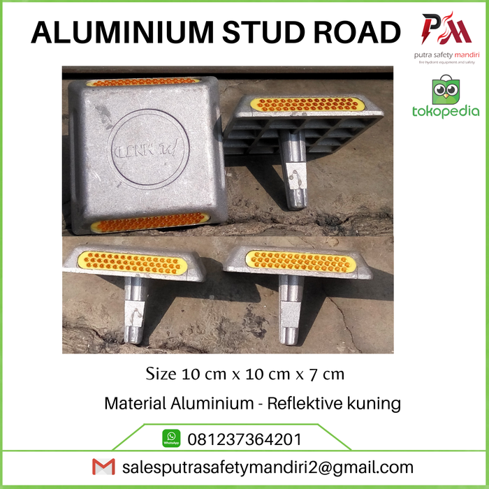 Gambar ALUMINIUM STUD  ROAD MARKA JALAN REFLEKTOR 2 SISI WARNA KUNING dari Putra safety mandiri 2 Kota Administrasi Jakarta Utara Tokopedia