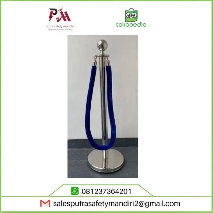 Gambar TIANG PEMBATAS ANTRIAN BANK TALI BELUDRU BARRIER STAND STAINLESS 90 CM dari Putra safety mandiri 2 Kota Administrasi Jakarta Utara 5 Tokopedia