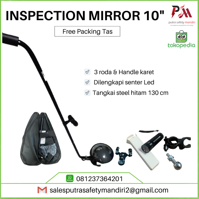 Gambar INSPECTION MIRROR 10 INCH KACA CEMBUNG DETEKSI KEAMANAN KOLONG MOBIL dari Putra safety mandiri 2 Kota Administrasi Jakarta Utara Tokopedia