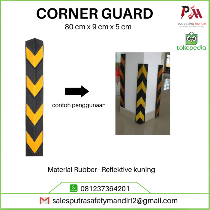 Gambar CORNER GUARD RUBBER PELINDUNG SUDUT DINDING KARET SIKU BANGUNAN dari Putra safety mandiri 2 Kota Administrasi Jakarta Utara Tokopedia
