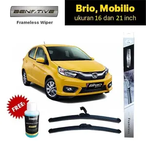 Wiper Frameless BENSTIVE Brio Mobilio with lock ukuran 22 dan 16 inch