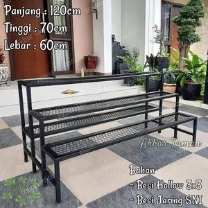 Standing Pot Bunga Besi Hollow Model Anak Tangga 4 Susun Panjang 120cm