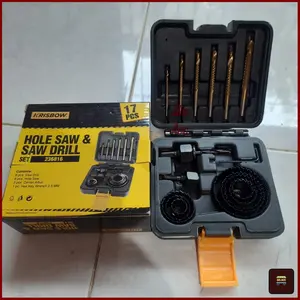 KRISBOW Set Mata Bor Kayu Hole Saw Isi 17 Pcs - Hitam