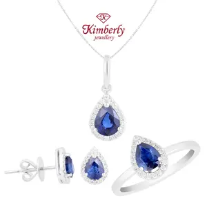 1 Set Perhiasan Berlian Blue Sapphire KPD982986 - Kimberly Jewellery