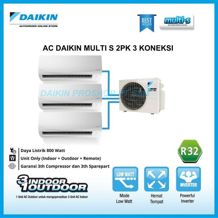 Gambar AC Daikin Multi S 3Koneksi Outdoor 2PK Type MKC50 (Indoor 1/2+3/4+3/4) dari Daikin I-Shop PT SSM Kota Administrasi Jakarta Selatan Tokopedia