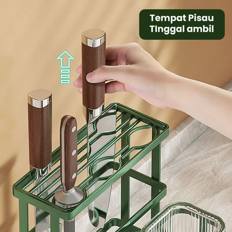 Tempat Penyimpanan Alat Makan Pisau Dapur Model Tempel Dinding HRM158 3