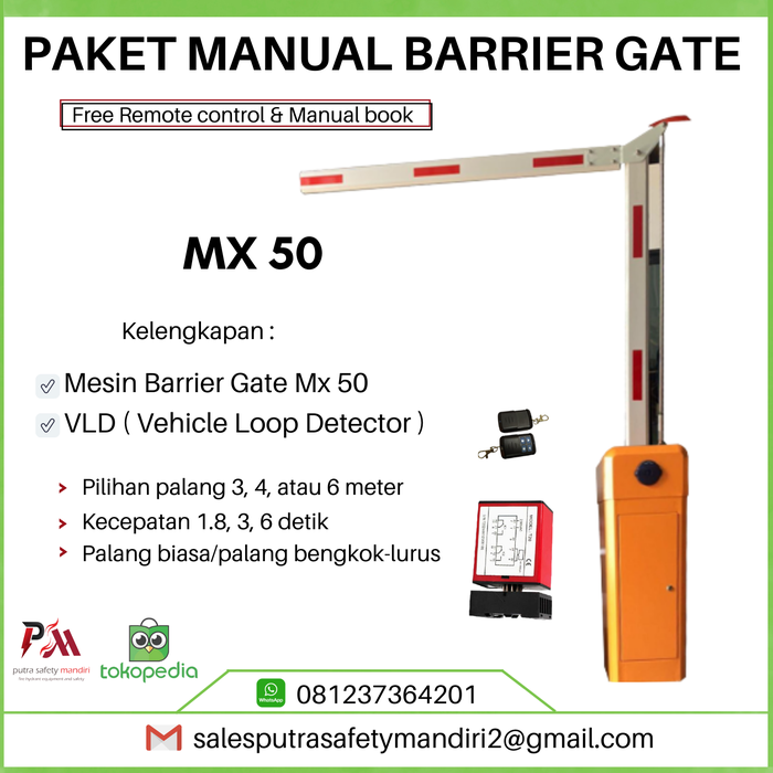 Gambar PAKET MANUAL BARRIER GATE MX 50 MESIN BUKA TUTUP PALANG OTOMATIS dari Putra safety mandiri 2 Kota Administrasi Jakarta Utara Tokopedia
