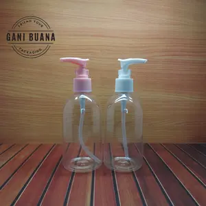 BOTOL PUMP 250ML OVAL NATURAL TUTUP PUMP CLIP PINK/PUTIH