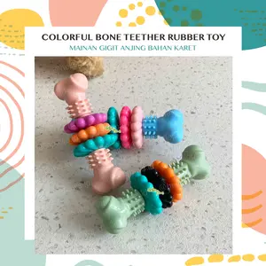 Colorful Bone Dog Teether Rubber TPR Toy - Mainan Gigitan Anjing Karet