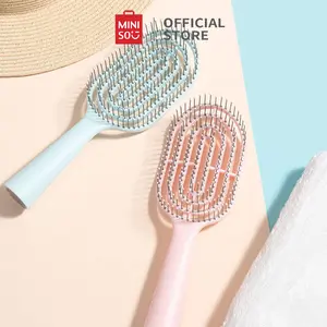 MINISO Hair Brush Sisir Rambut Kering Basah Rambut Empuk Membersihkan Diri dengan Desain Nyaman dan Efektif untuk Perawatan Harian