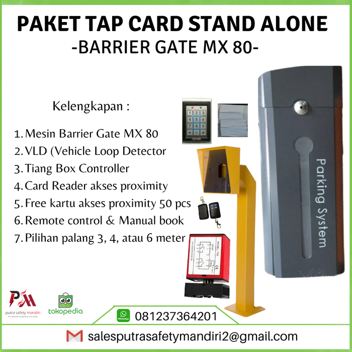 Gambar BARRIER GATE MX 80 PAKET STAND ALONE TAP CARD MESIN PALANG OTOMATIS dari Putra safety mandiri 2 Kota Administrasi Jakarta Utara Tokopedia