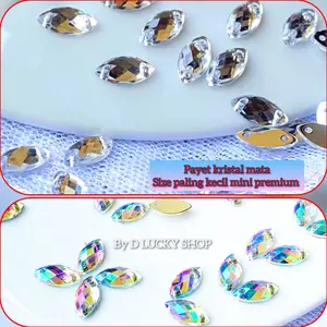 payet/diamond/kristal/akrilik/mata/jahit/grade A/uk 5*10/per lusin Manik tempel payet  diamond  kristal