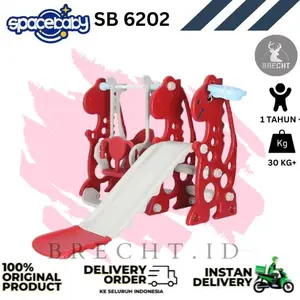Mainan Anak Perosotan + Ayunan Slide Dino Spacebaby SB 8202 Free Bola