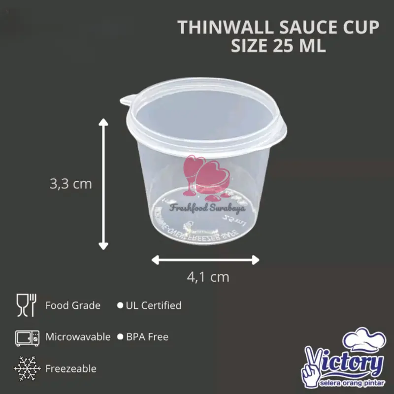Wadah Sambal dan Sauce 25ml 10pcs dari Victory dengan Tutup Rapat dan Bahan Plastik Aman BPA Free 3