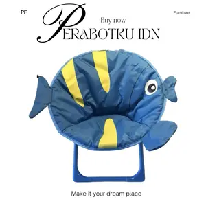 KURSI LIPAT ANAK KARTUN BANGKU ANAK LIPAT - CLASSIC BLUE FISH